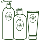 Illustration of three cosmetic product bottles labeled with a floral logo, representing a private label option